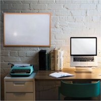 Floortex - Viztex Lacquered Steel Magnetic Dry Erase Boards with an Oak Effect Frame - 24'' x 36'' - White - Front_Zoom