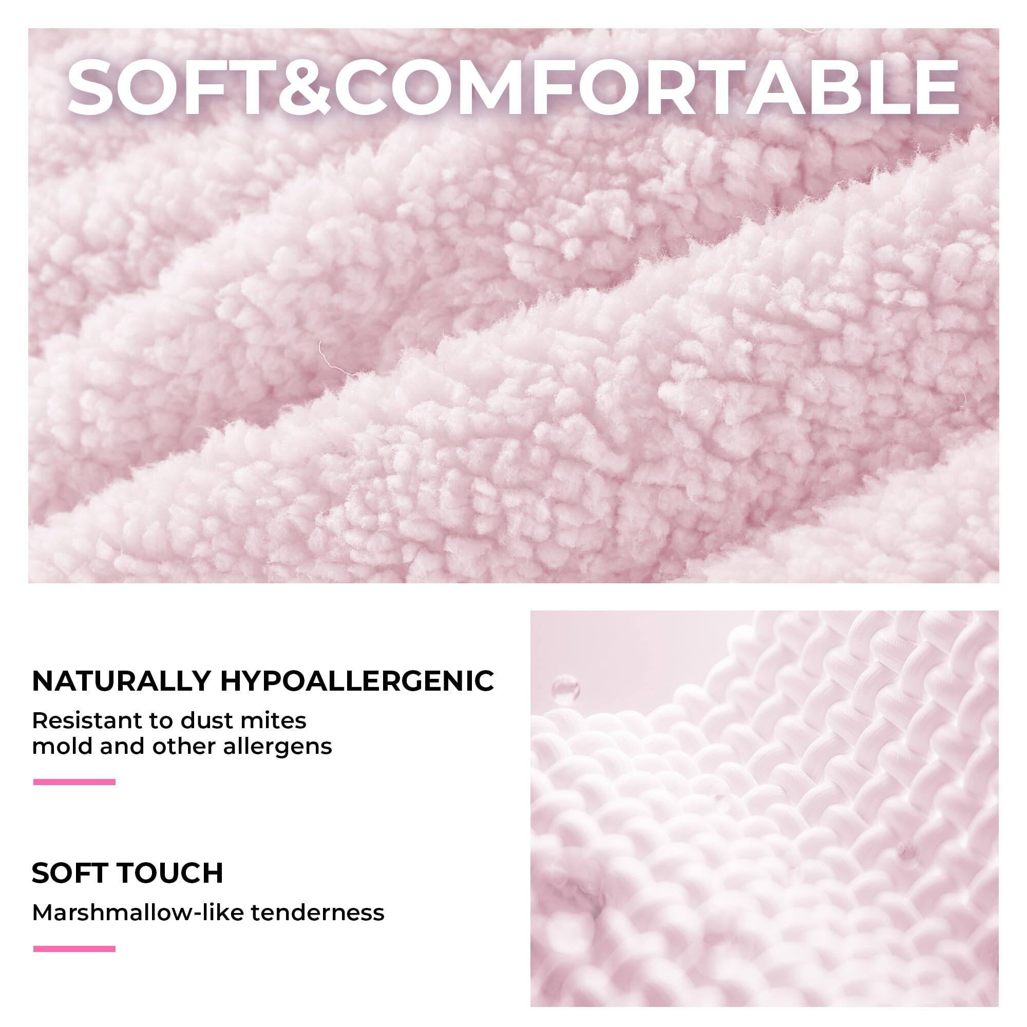 SOFT & COMFORTABLE

NATURALLY HYPOALLERGENIC  
Resistant to dust mites, mold and other allergens

SOFT TOUCH  
Marshmallow-like tenderness