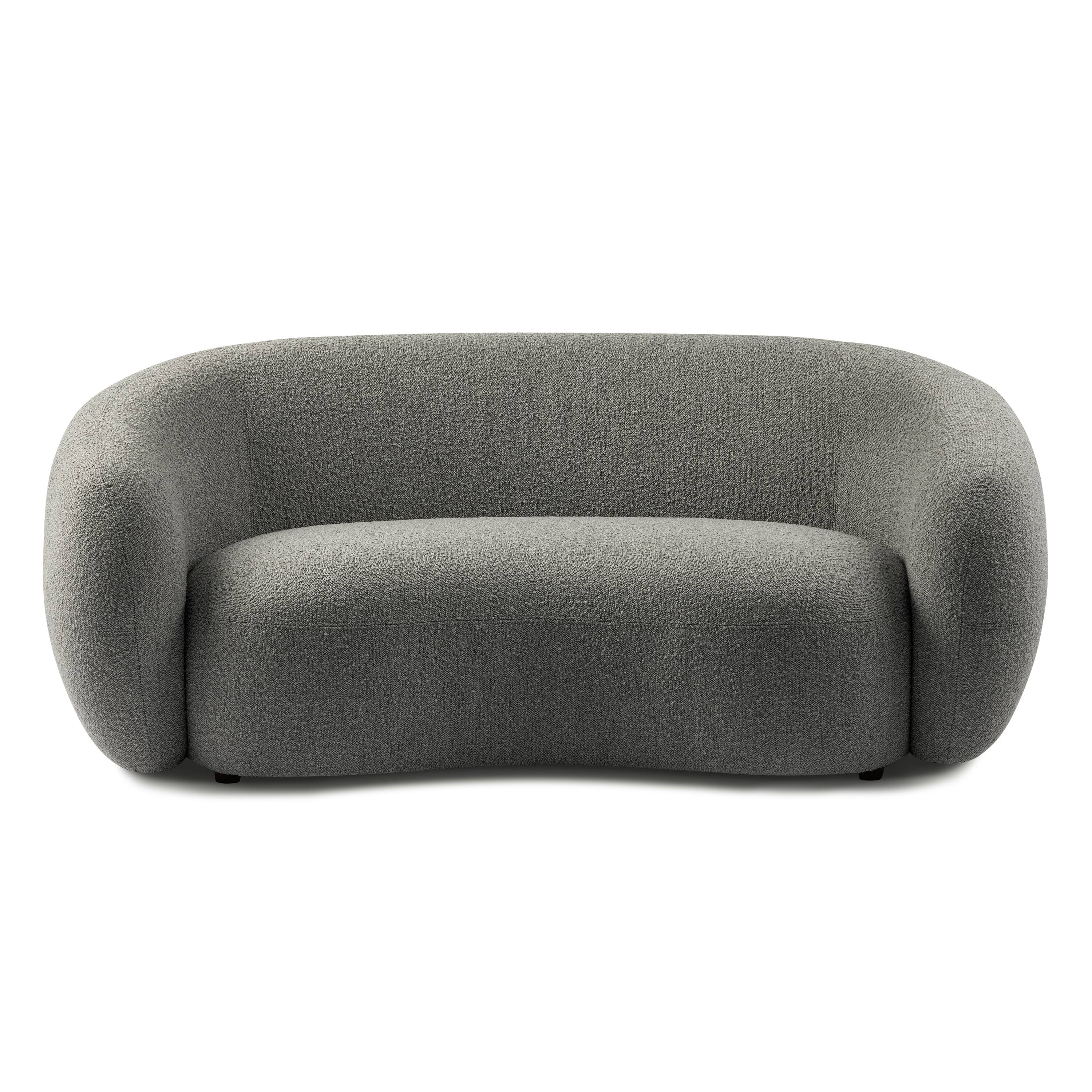 Back. Simpli Home - Sherri 69 inch Wide Contemporary Loveseat Sofa in Stone Grey Boucle Performance Fabric - Stone Grey.