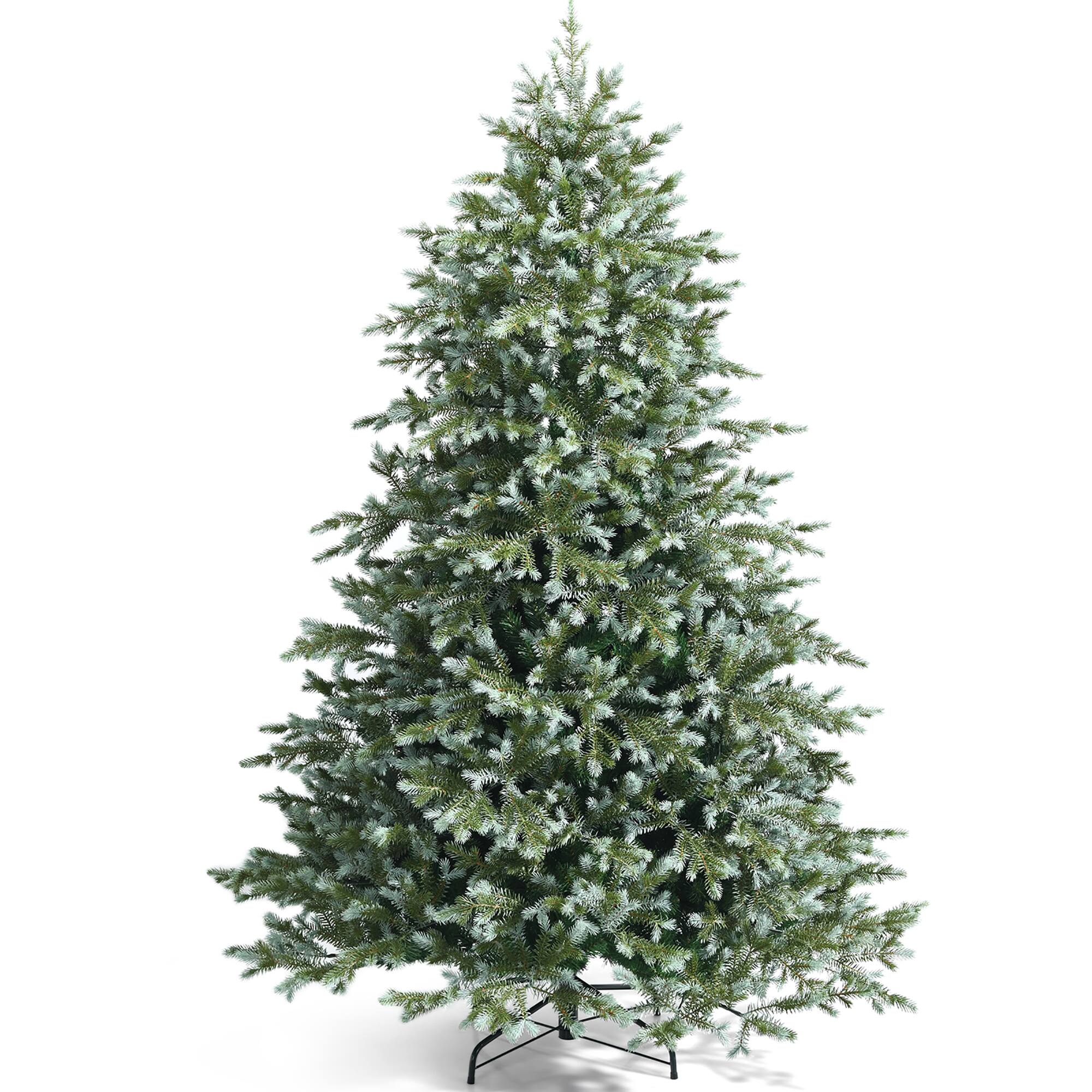 Alt View 19. Costway - 7ft Artificial Christmas Spruce Hinged Tree w/ 1260 Mixed PE & PVC Tips - Green/White.