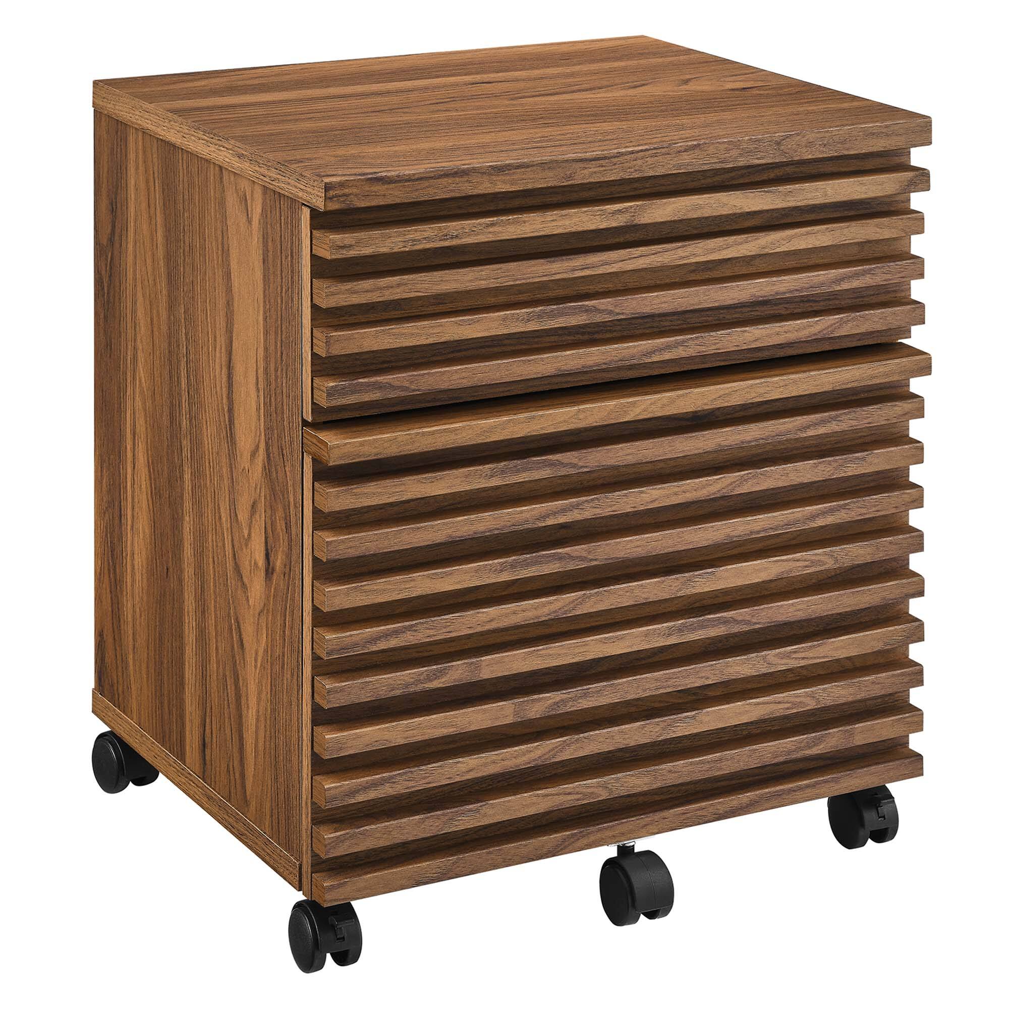 Alt View 3. Modway - Render Wood Desk and File Cabinet Set by Modway - Walnut.