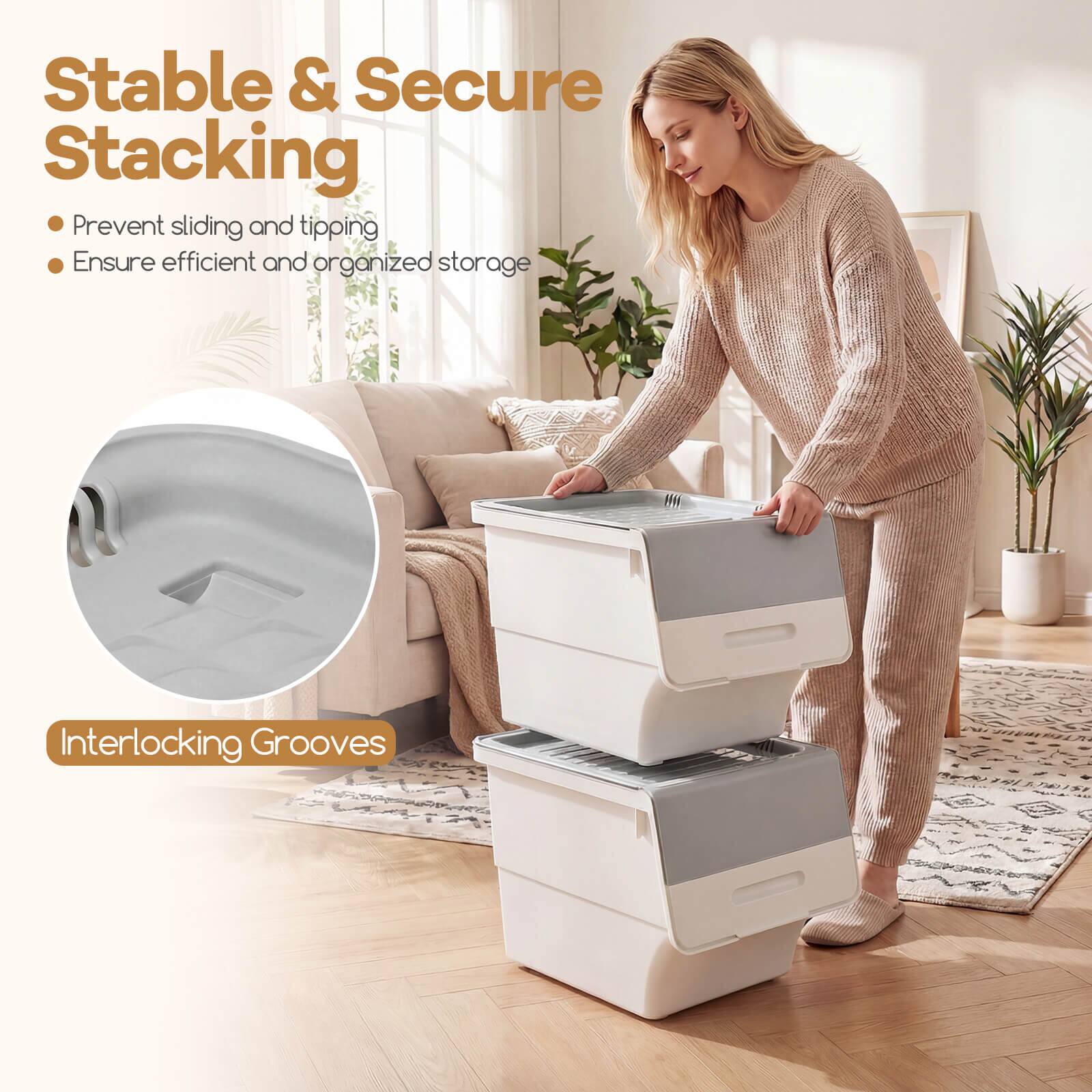 Stable & Secure Stacking  
- Prevent sliding and tipping  
- Ensure efficient and organized storage  

Interlocking Grooves