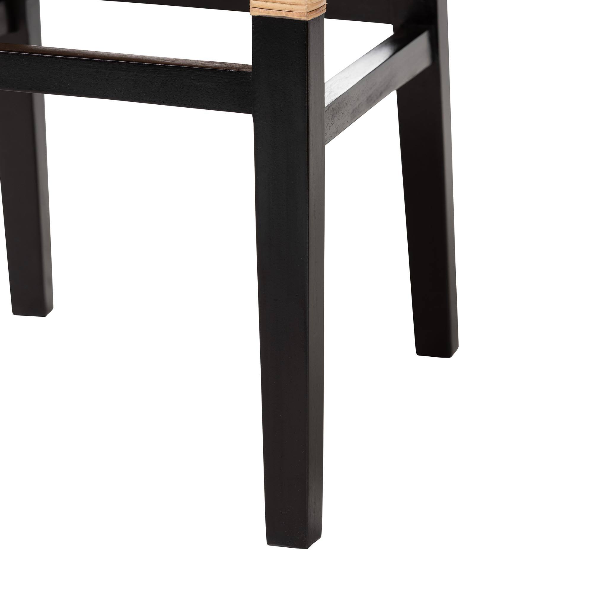 Alt View 2. bali & pari - Lesia Natural Rattan Dining Chair with Cushion - Handwoven Wicker Side Chair with Mahogany Wood Frame - Natural Rattan/Espresso Brown.