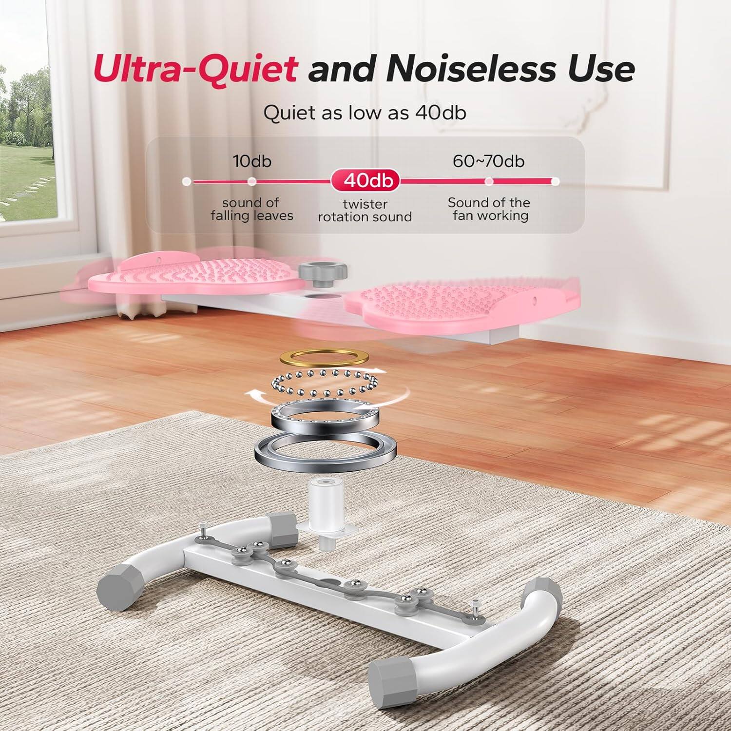 Ultra-Quiet and Noiseless Use

Quiet as low as 40db

10db  
sound of falling leaves

40db  
twister rotation sound

60~70db  
Sound of the fan working