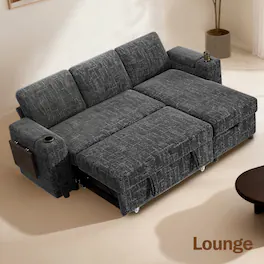 Dyonery - 85 "Modular sofa, adjustable backrest, with storage, tool-free assembly, Chenille grey - Gray