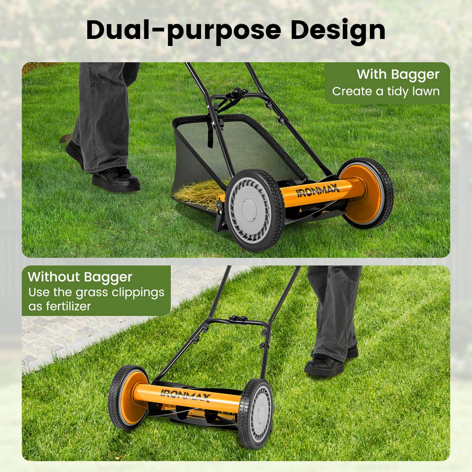 Dual-purpose Design

With Bagger
Create a tidy lawn

Without Bagger
Use the grass clippings as fertilizer