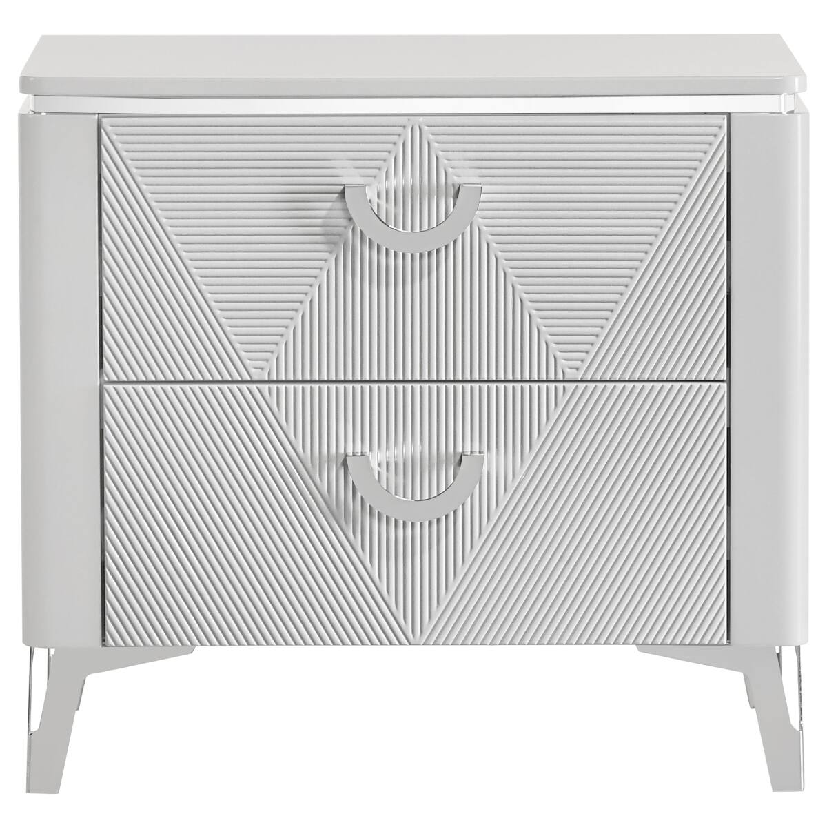Loheer White High Gloss Two Drawer Nightstand with USB A and USB C ...