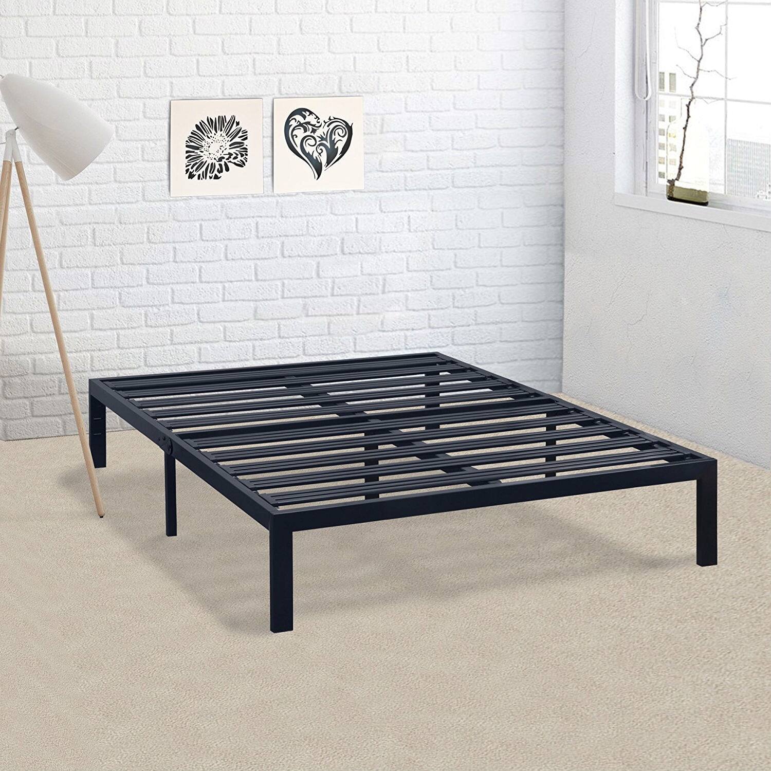 Angle. Hivvago - Hivvago California King Metal Platform Bed Frame with Heavy Duty Slats - Black.