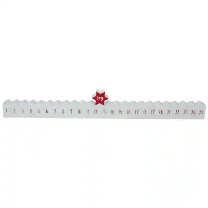 Front. Northlight - Christmas "Joy" Countdown Advent Calendar - 24" - Red and White - White.