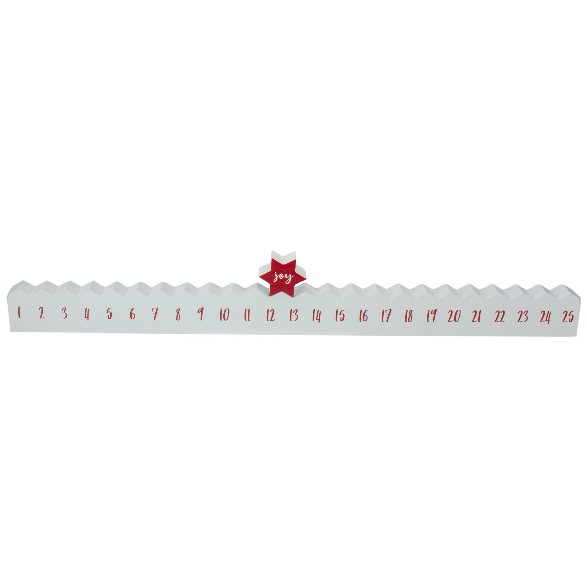 Front. Northlight - Christmas "Joy" Countdown Advent Calendar - 24" - Red and White - White.