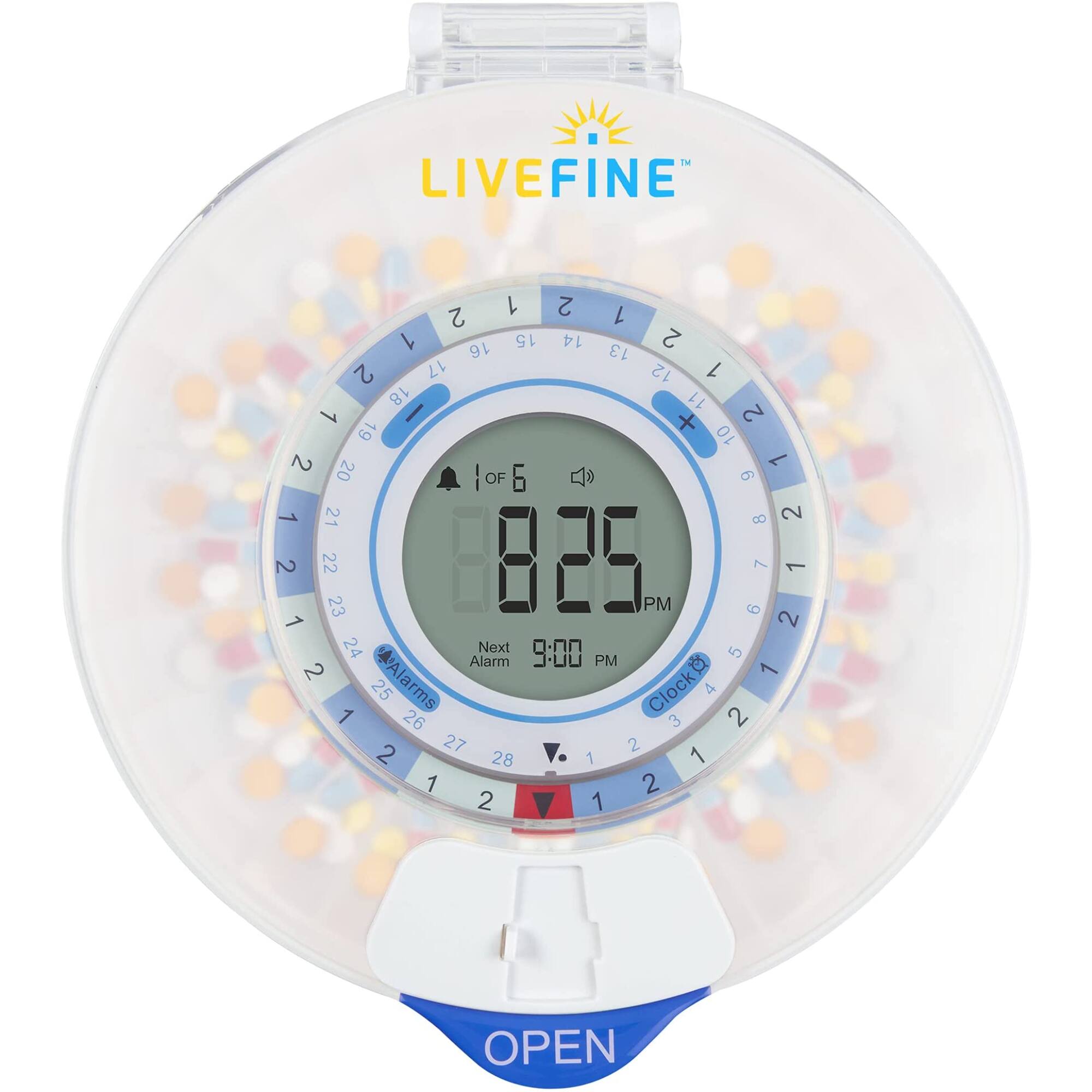 LIVEFINE 1 2 1 1 16 15 14 2 13 2 17 12 1 18 11 2 19 10 2 1 20 F5 OF 9 1 21 OP 2 2 22 23 8825 PM 9 1 1 2 24 Next 9:00 5 Alarm PM a 2 AAlarms 1 1 2 25 Clock 4 26 3 2 2 27 2 28 1 1 1 2 2 1 OPEN