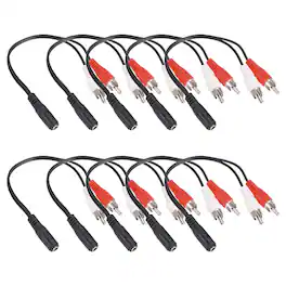 Unique Bargains - 10pcs TRS3.5mm F to RCA Jack Cable (R+W), 0.23m/9in, 2mm PVC Copper Core Audio AUX Cable for TV/Amp/Speaker/Mobile - Black