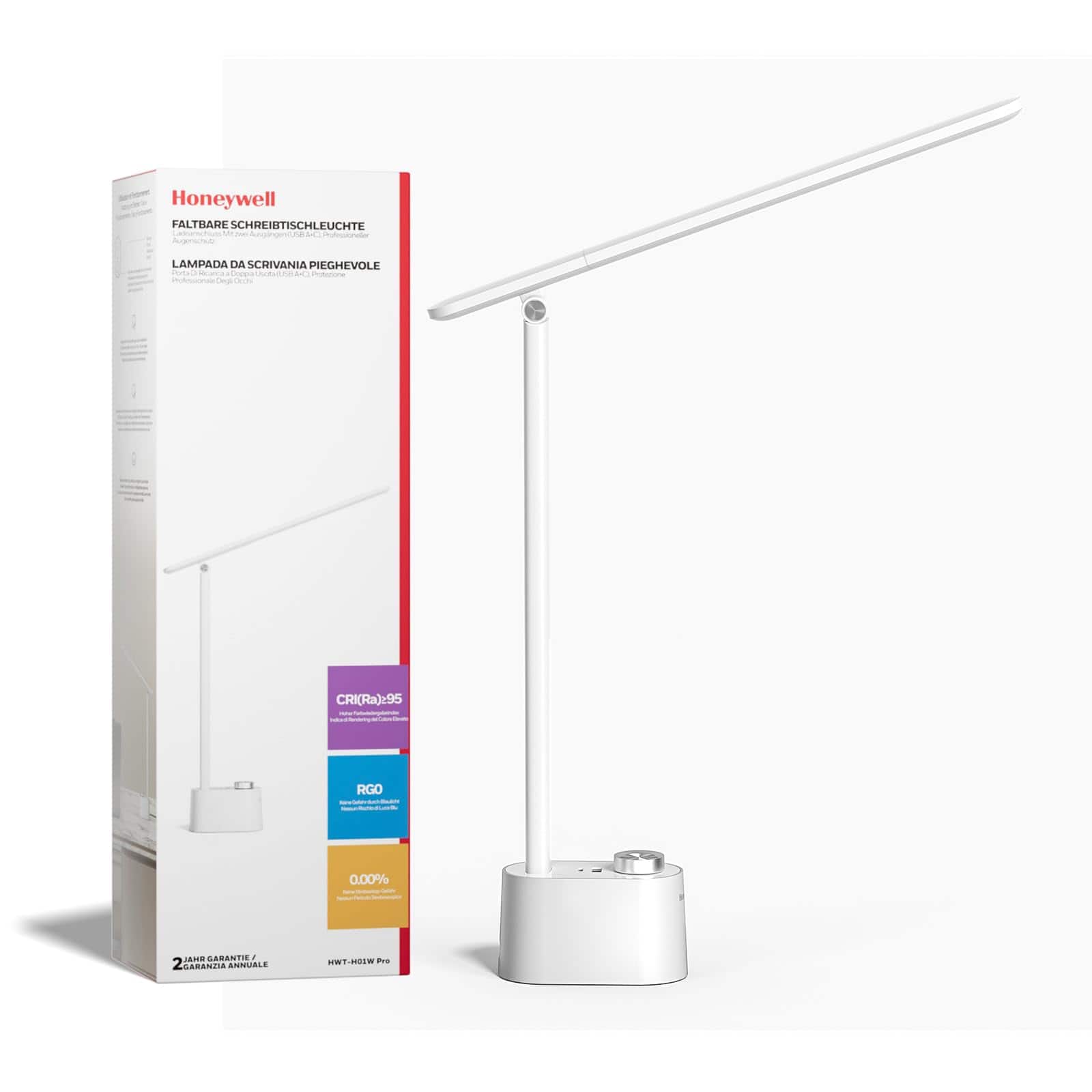 Honeywell - Sunturalux™ LED Foldable Desk Lamp H01 Pro Stepless Dimmable Eye Caring Desk Light - White