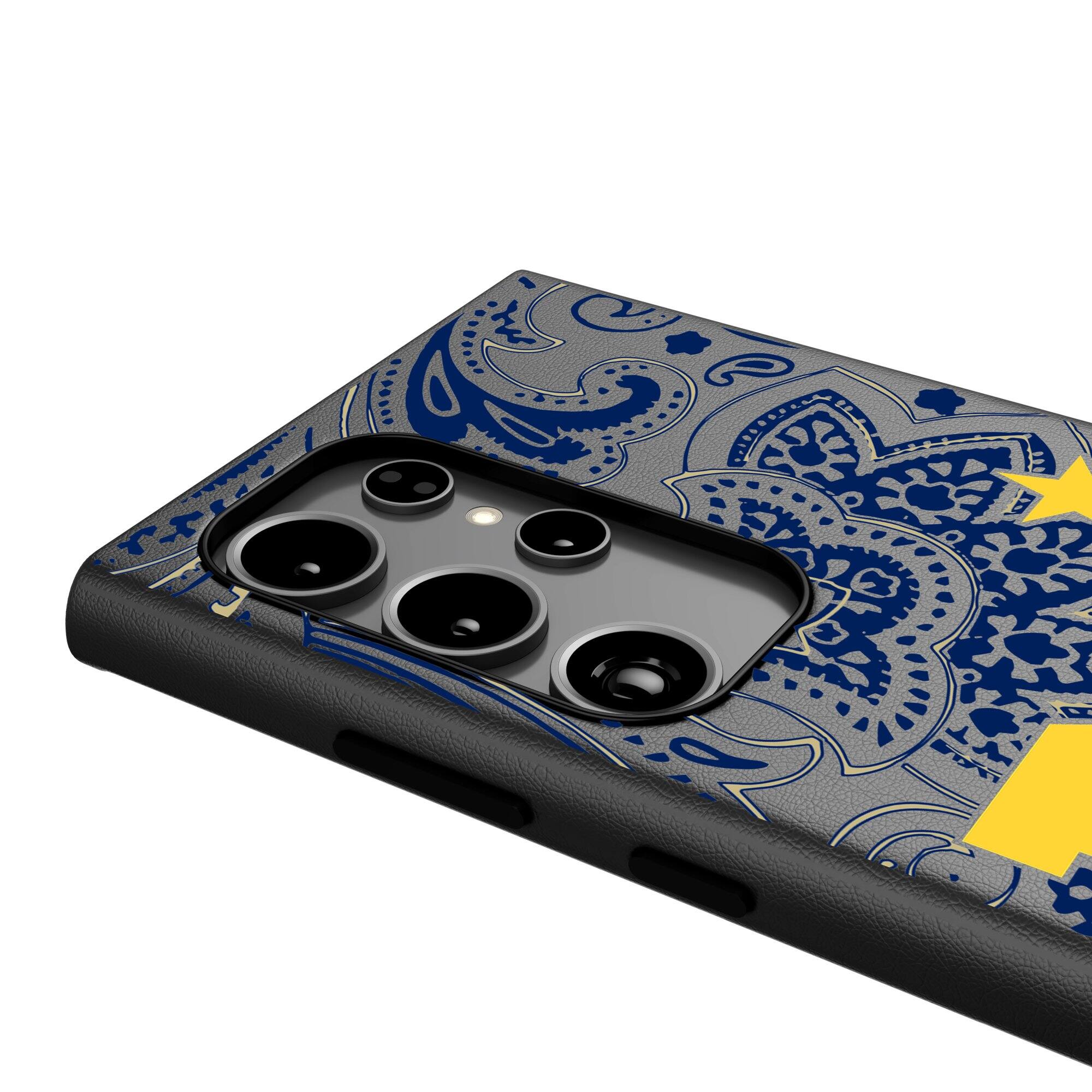 Alt View 3. Keyscaper - Navy Midshipmen Paisley Galaxy Magnetic Bump Case - S25 - Black.