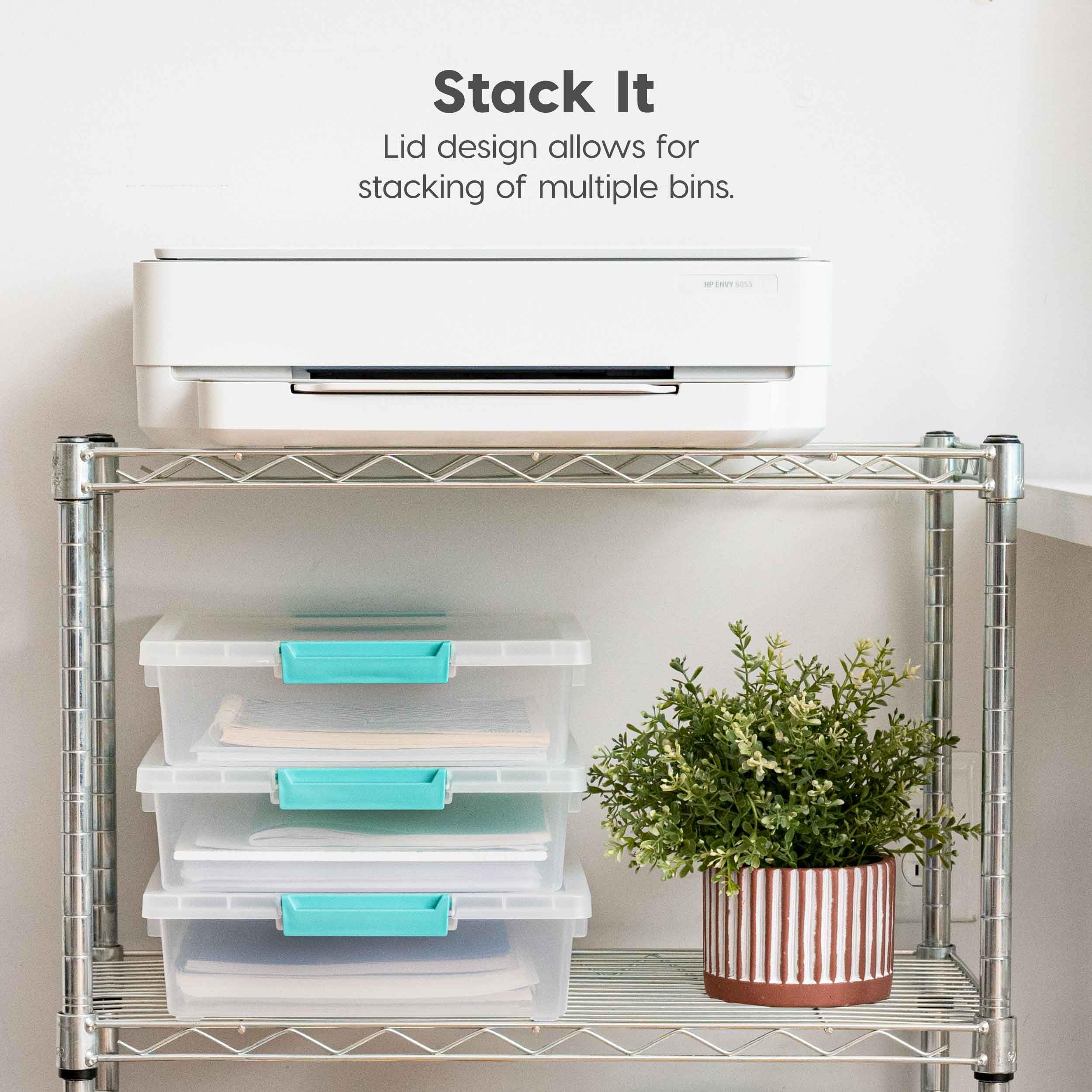 Stack It  
Lid design allows for stacking of multiple bins.