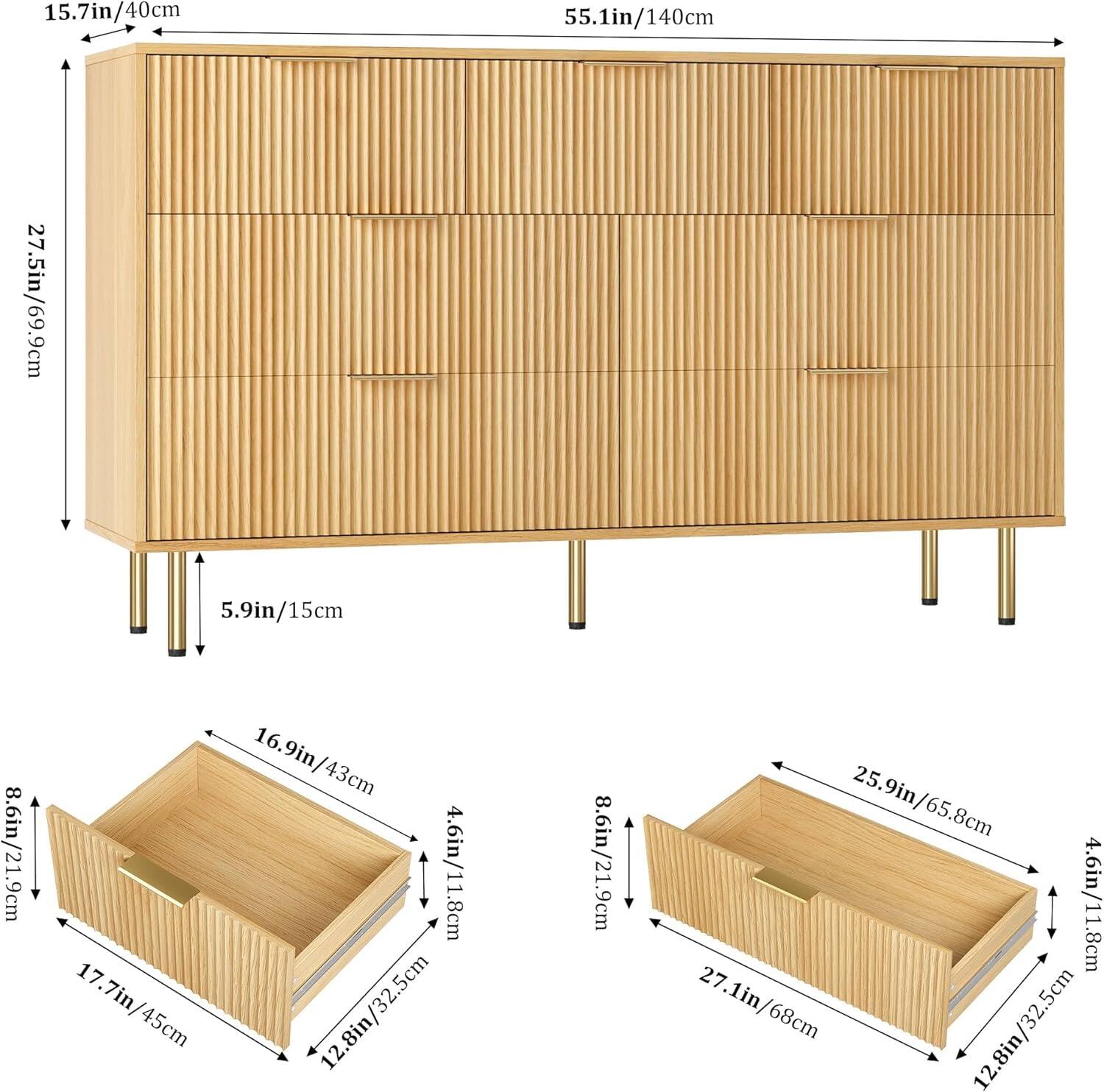15.7in/40cm  
55.1in/140cm  
27.5in/69.9cm  
5.9in/15cm  
8.6in/21.9cm  
16.9in/43cm  
4.6in/11.8cm  
17.7in/45cm  
25.9in/65.8cm  
27.1in/68cm  
12.8in/32.5cm