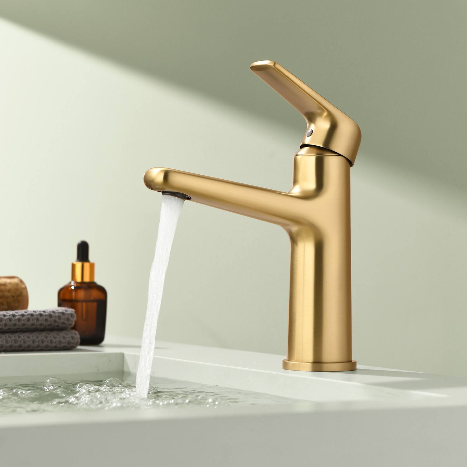 Alt View 4. Boyel Living - Brushed Gold Single Handle Bathroom Faucet Solid Brass - Brushed Gold.