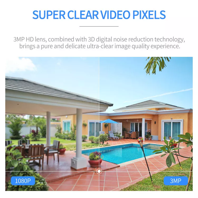 SUPER CLEAR VIDEO PIXELS

3MP HD lens, combined with 3D digital noise reduction technology, brings a pure and delicate ultra-clear image quality experience.

1080P 3MP