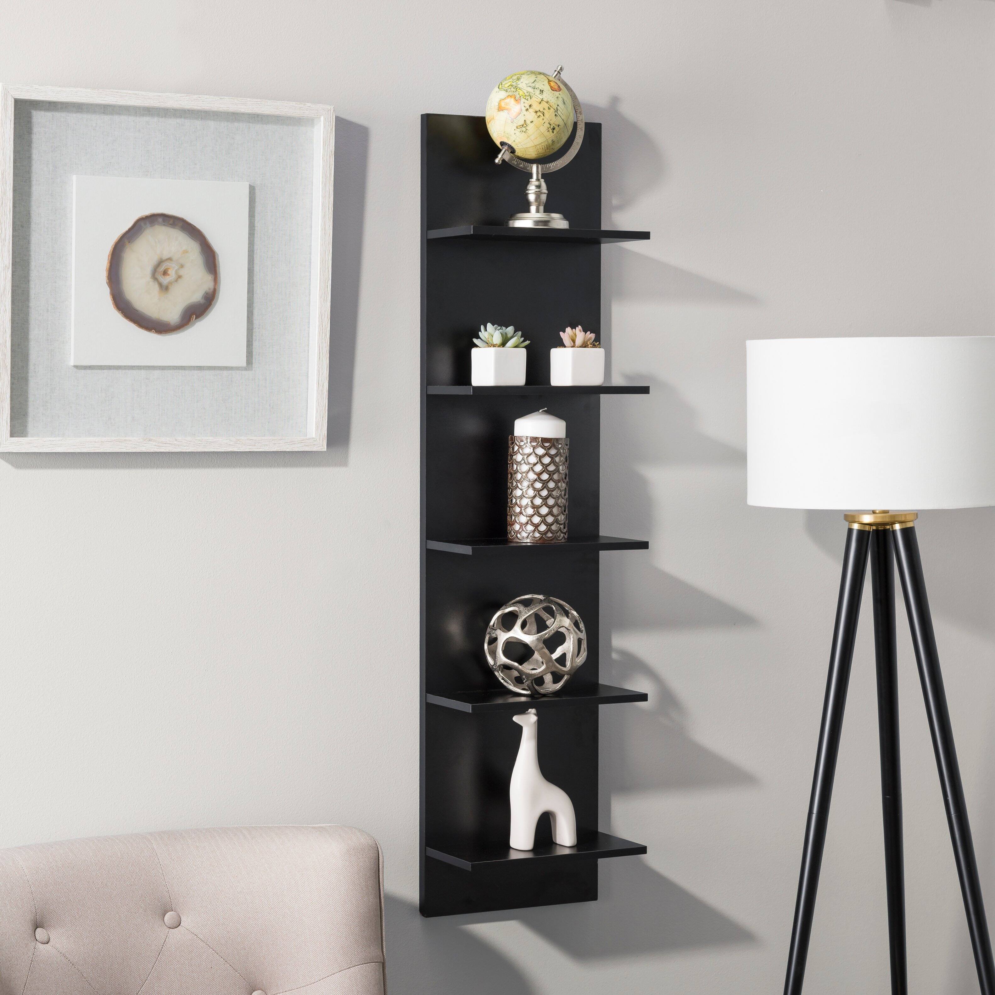 Alt View 1. Danya B - Five Tier Wide Column Wall Shelf - Black - Black.