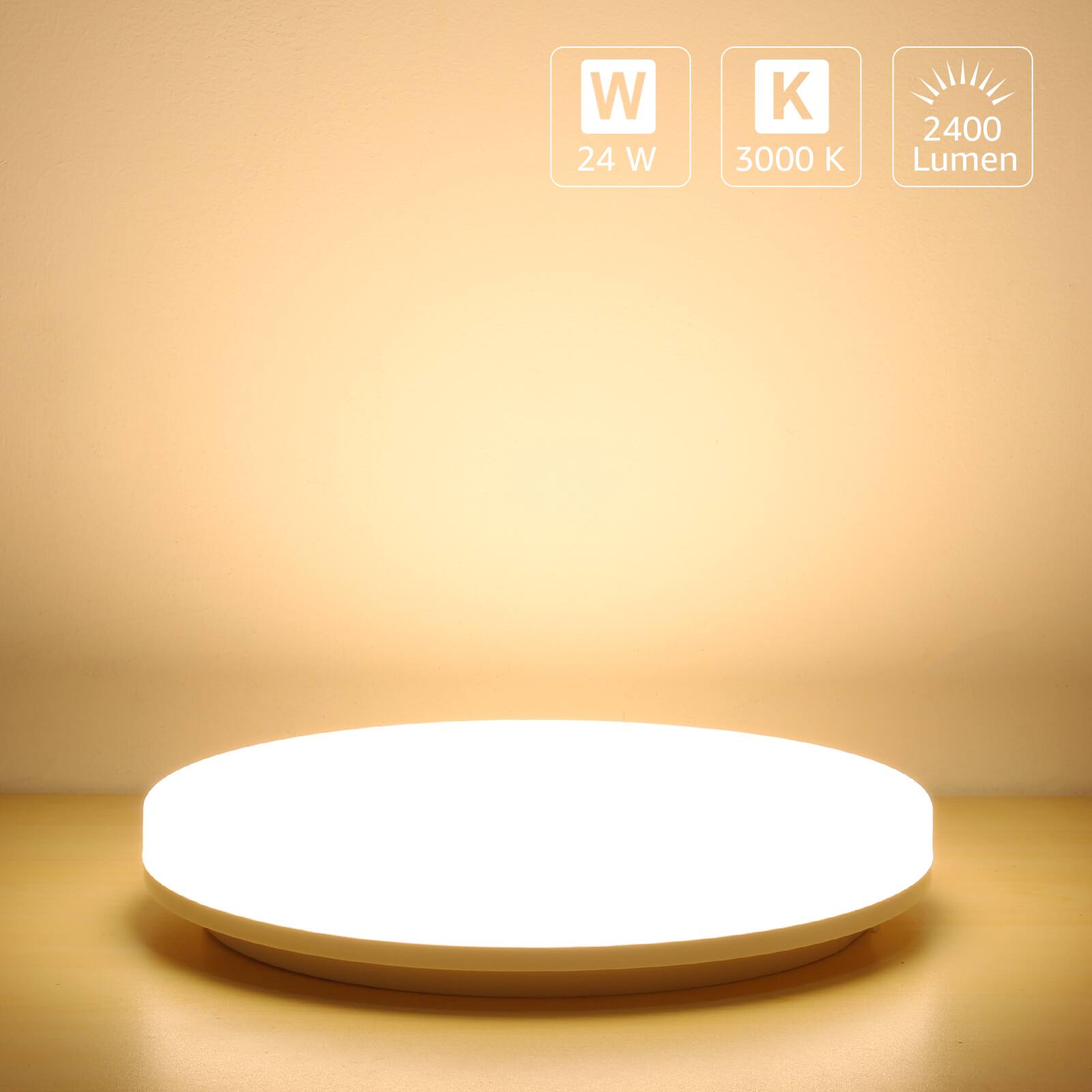 W 24 W  
K 3000  
2400 Lumen