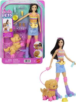 Mattel - Barbie Pets Skate & Run Brunette Doll with Puppy - COLLECTIBLES - Multicolor
