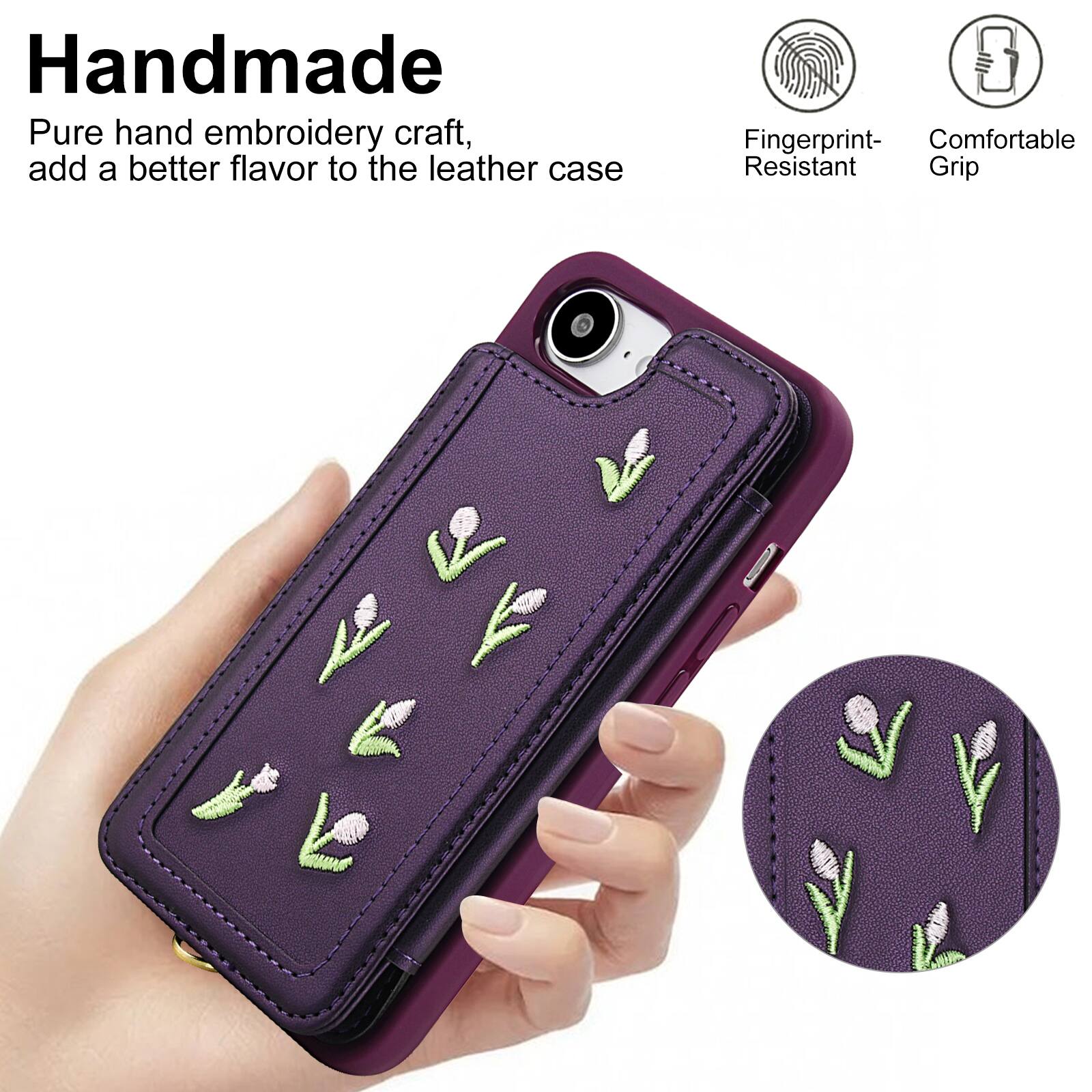 Handmade Pure hand embroidery craft, add a better flavor to the leather case

Fingerprint- Resistant Grip

Comfortable Grip