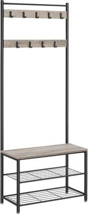 Songmics Home - Hall Tree with Bench & Shoe Storage – Greige and Black - Gray