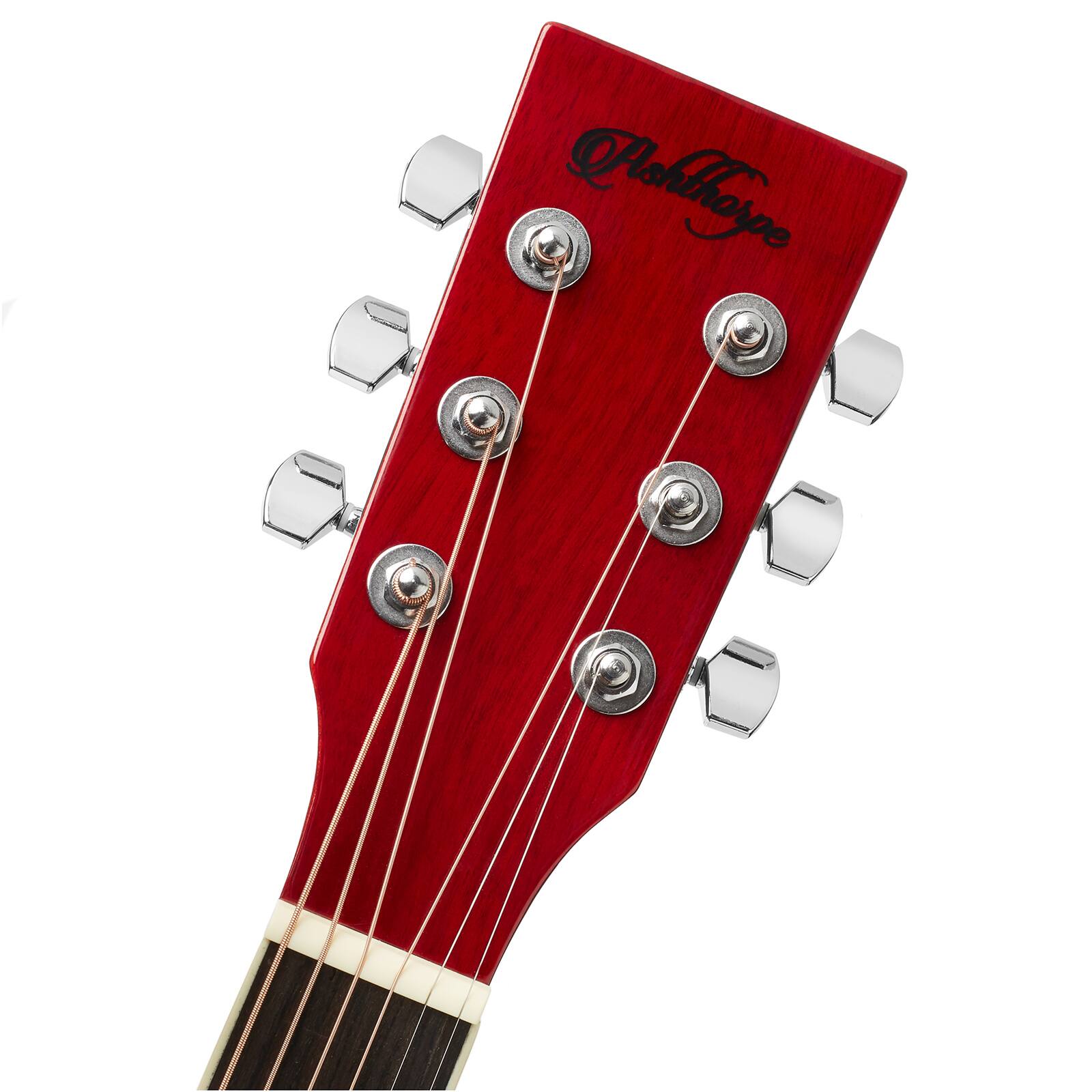 Alt View 4. Ashthorpe - Full-Size Dreadnought Cutaway Acoustic-Electric Guitar Bundle - Red.