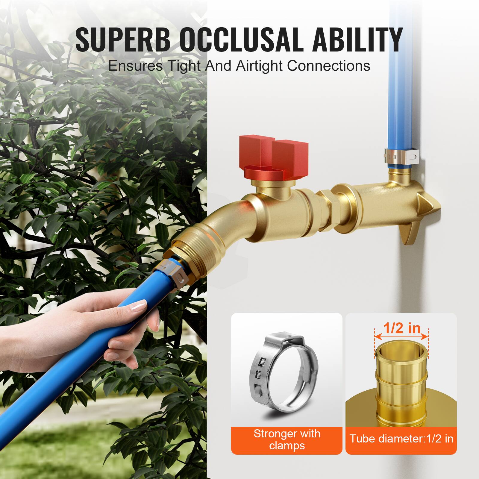 SUPERB OCCLUSAL ABILITY  
Ensures Tight And Airtight Connections  

Stronger with clamps  

Tube diameter: 1/2 in