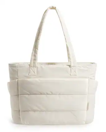 Front. Bagsmart - Bubble 20L Puffy 15.6" Laptop Work Tote Bag, Lightweight Water-Resistant Puffer Travel Shoulder Bag for Women - White.