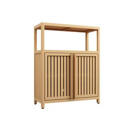 Boyel Living - Large Capacity Bamboo Storage Cabinet with Shelves Freestanding Bathroom and Living Room Organizer - Neutral
