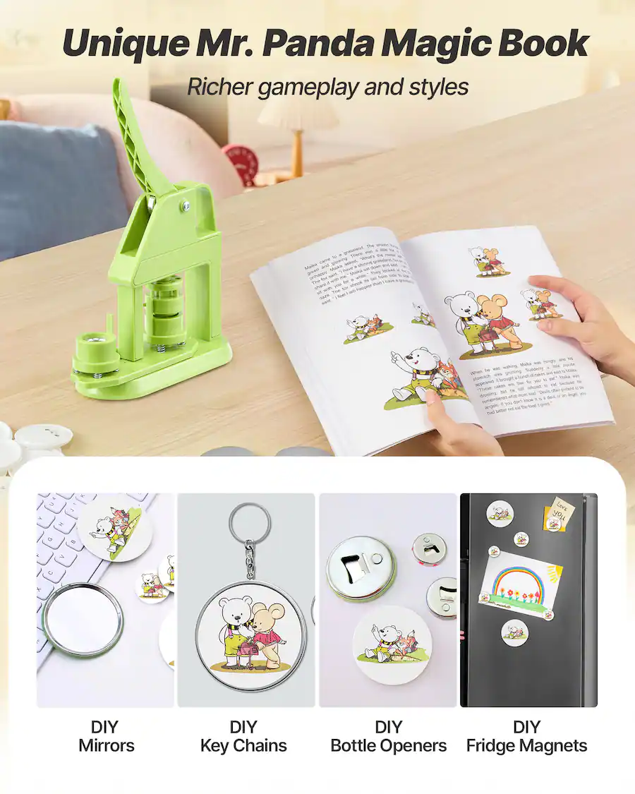 Pin Machine Maker Box VEVOR Button Maker Machine, 0.98 in, Plastic Pin Maker with 500pcs ...