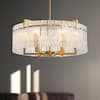 Front. Siljoy - 26 Inch Luxury 6-Light Cracked Glass Crystal Chandelier Height Adjustable Suitable for Dining Room Kitchen and Foyer - Gold.