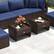 Back. Costway - 2 Pieces Outdoor Patio PE Wicker Ottomans with Removable Cushions Footstools - Mixed Brown + Navy.