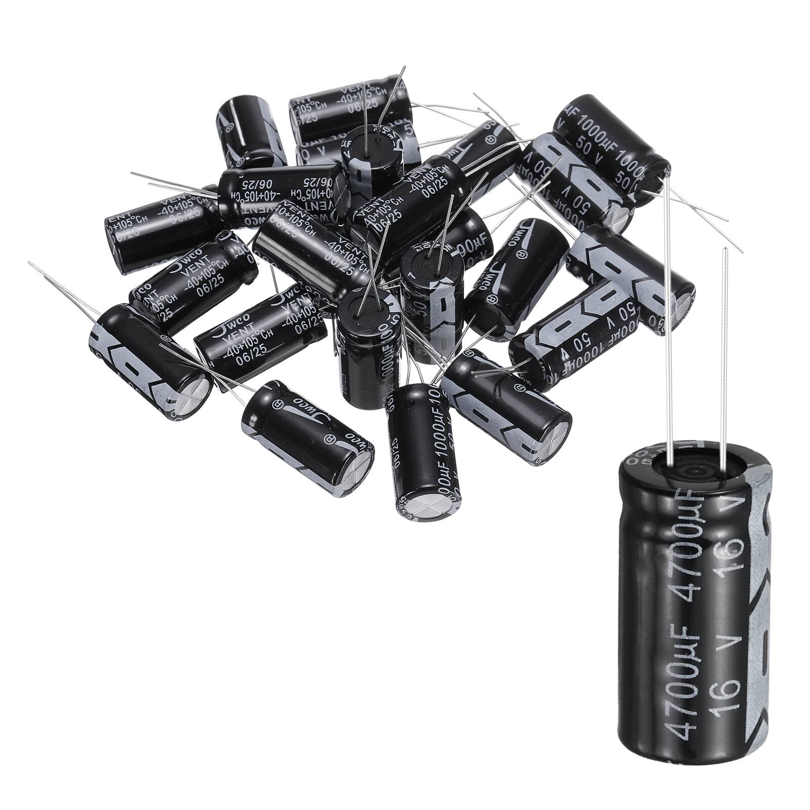 Unique Bargains - 1000uF 50V 13x25mm Electrolytic Capacitor, 105C High Temp Radial Leads, for TVs/LCDs/VCD, 30pcs - Black