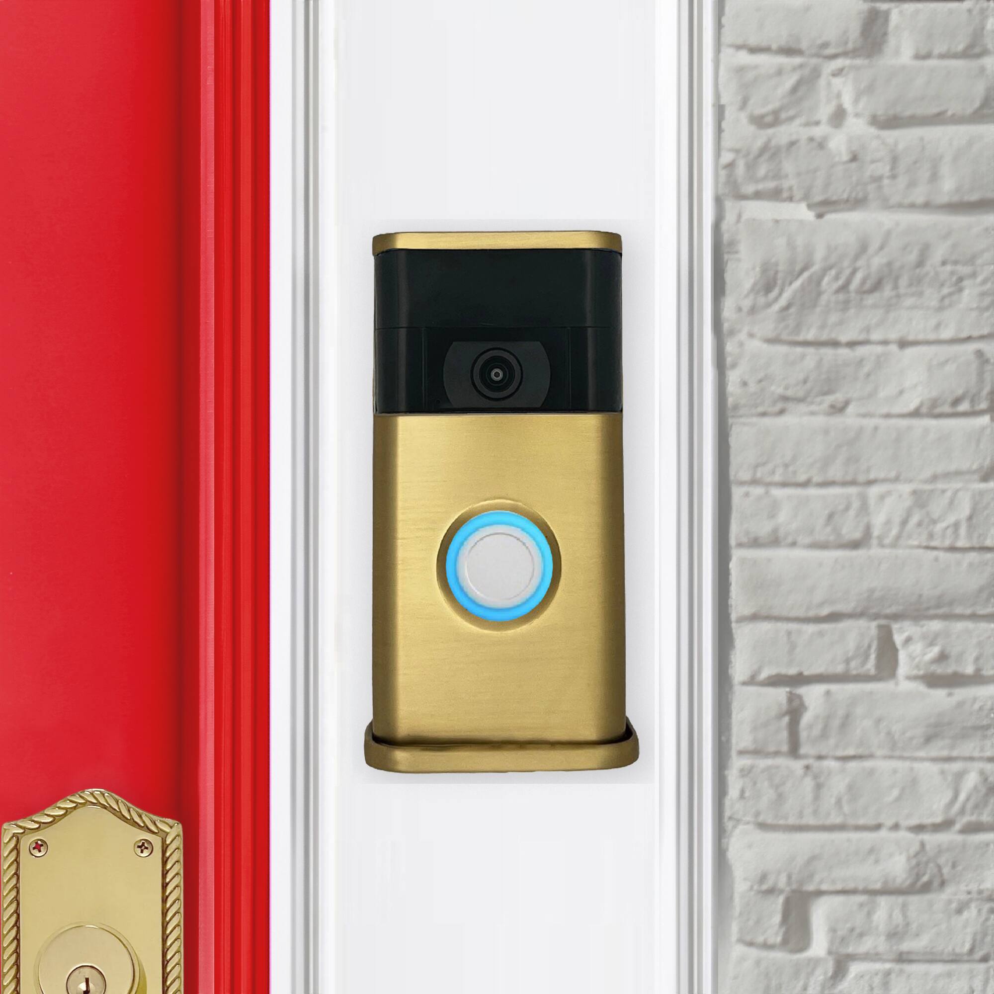 Alt View 3. Michael Healy - Traditional Video Doorbell Cover (Ring 2nd Gen) - Satin Brass.