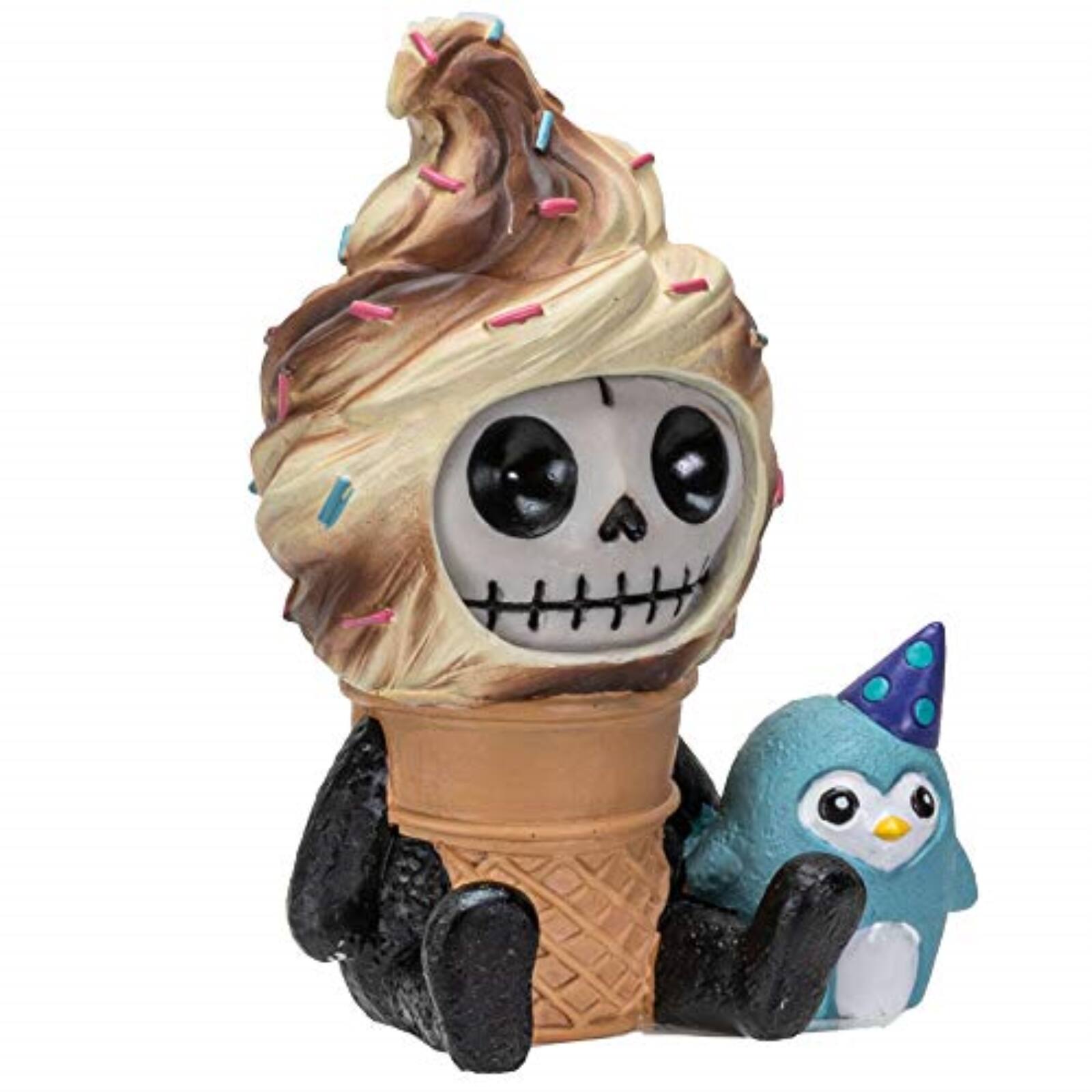 Back. Pacific Trading - Furrybones Softo Skeleton in Ice Cream Cone Figurine 3 inch - Brown.