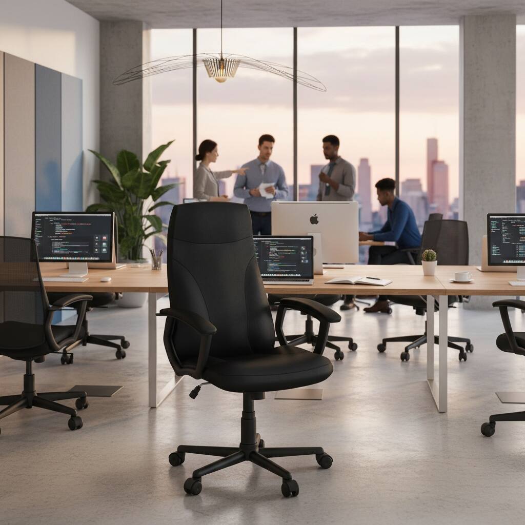 Alt View 5. Forest'nSky - Medium-Back Executive Office Chair, Black Ergonomic Desk Chair with Adjustable Height - Black.