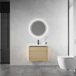 Loheer - 28 inch wall mounted bathroom vanity - American White Oak