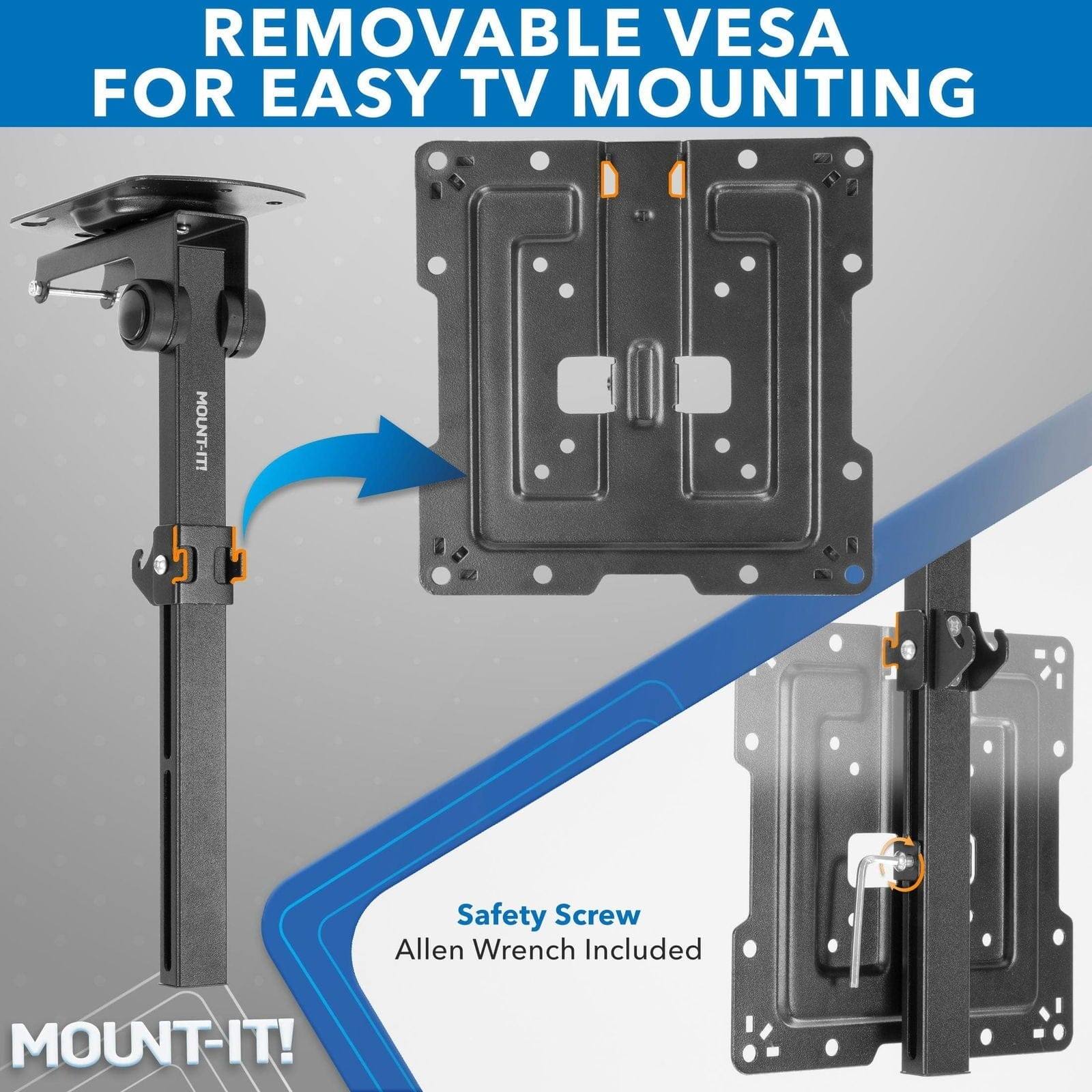 REMOVABLE VESA FOR EASY TV MOUNTING

Safety Screw Allen Wrench Included

MOUNT-IT!