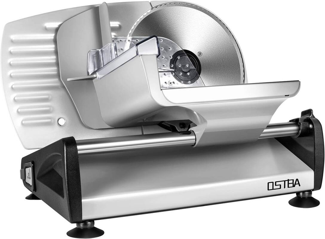 Front. OSTBA - 200W Electric Deli Meat Slicer, 7.5" Removable Stainless Steel Blade, Adjustable Thickness, Child Lock - For Home Use - Sliver.