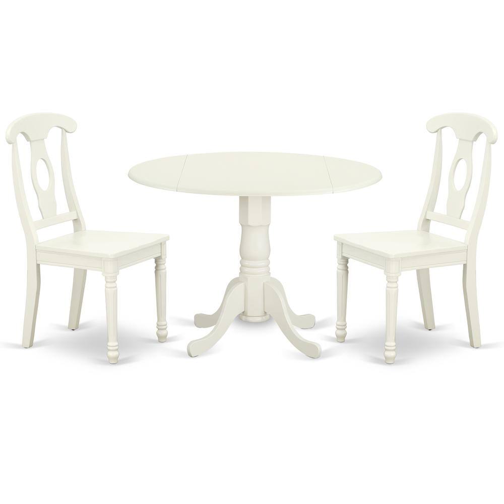 Back. East West Furniture - Dining Room Set Linen White - Brown.