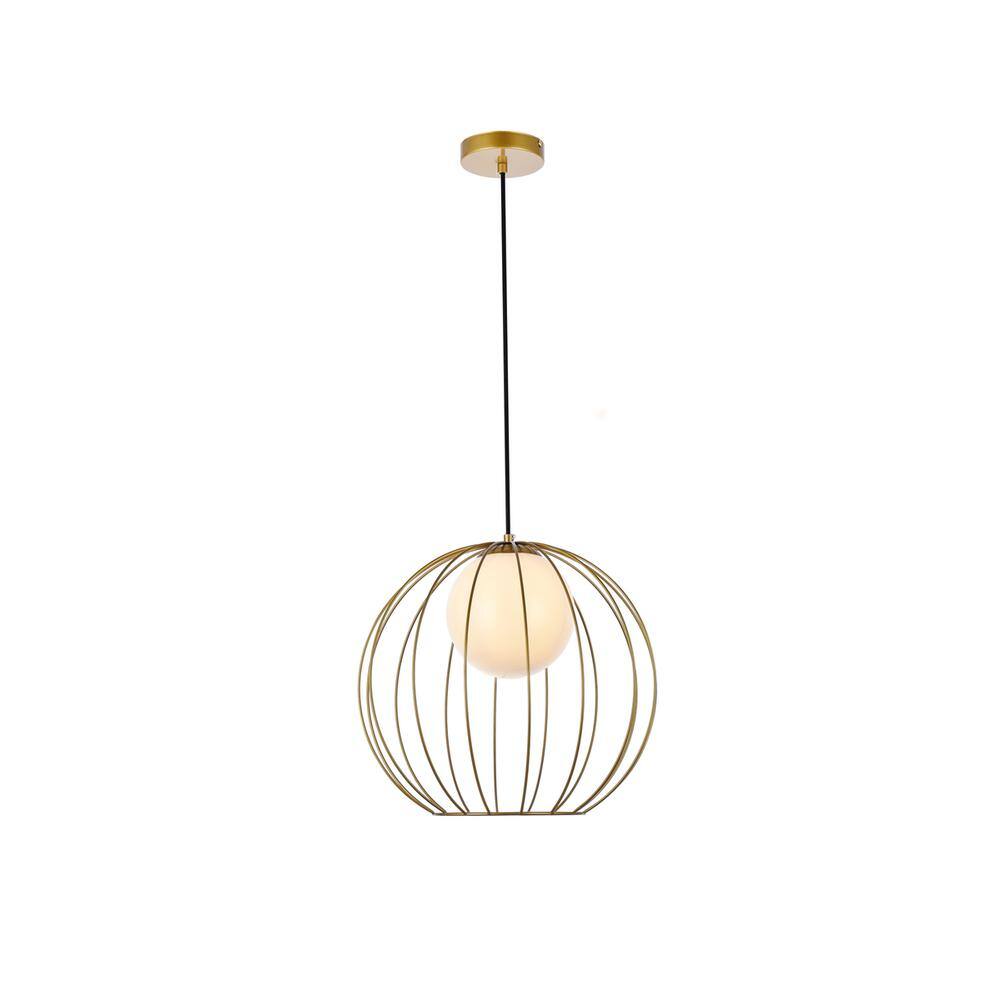 Alt View 6. Living District - Wetzel 1 light brass pendant - Brass And White.