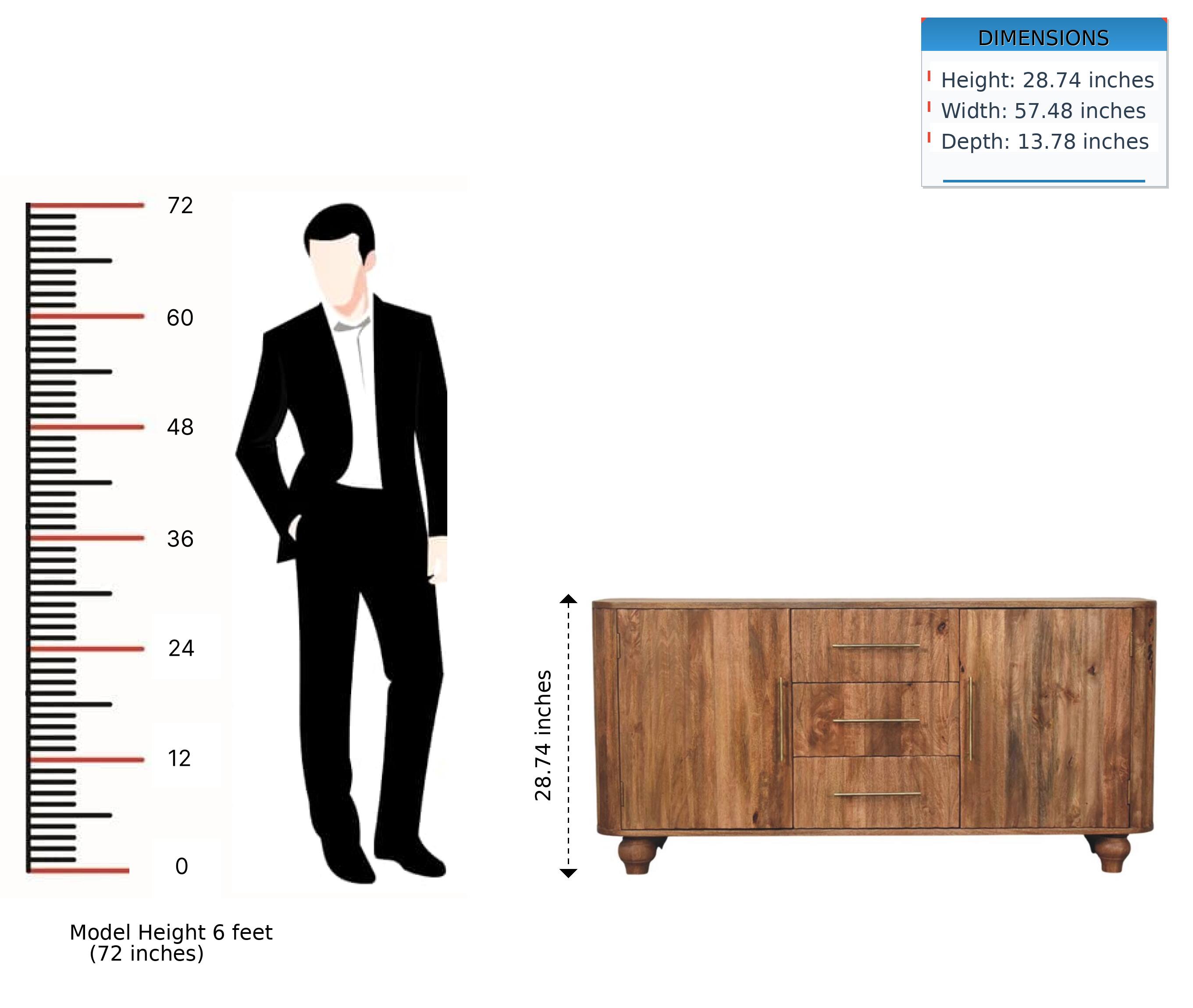 DIMENSIONS  
Height: 28.74 inches  
Width: 57.48 inches  
Depth: 13.78 inches  

Model Height 6 feet (72 inches)