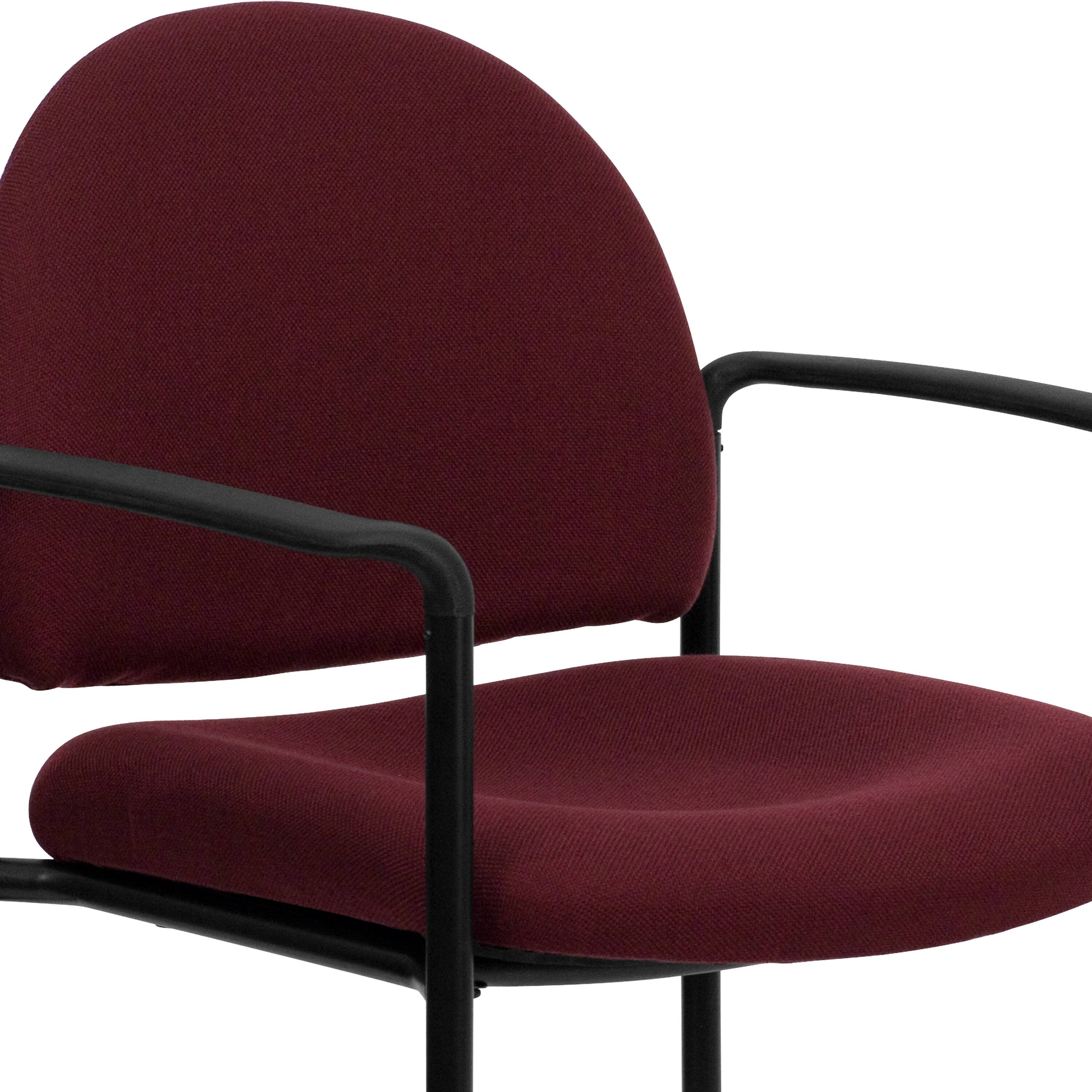 Alt View 8. Emma + Oliver - Comfort Stackable Steel Side Reception Chair with Arms - Burgundy Fabric.