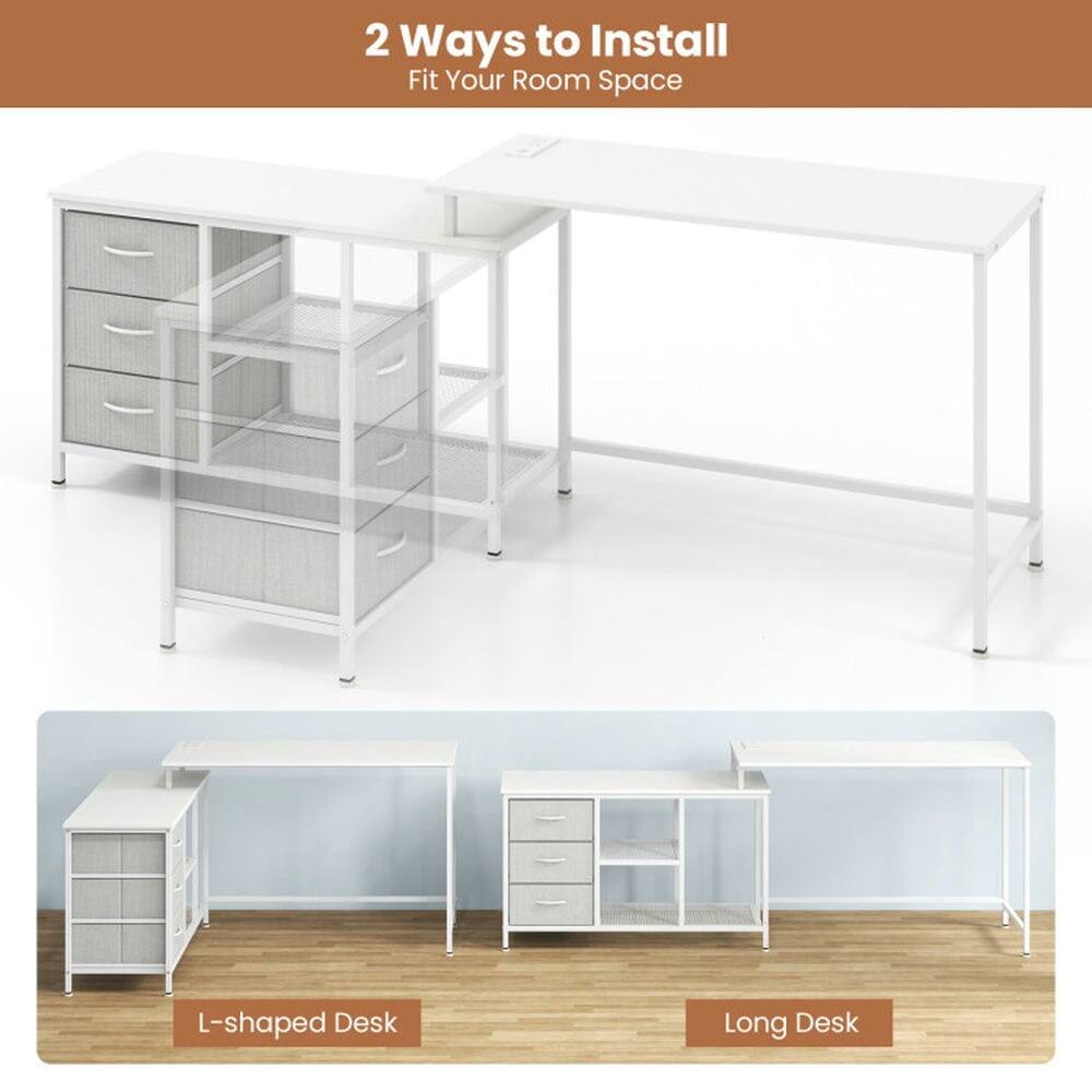 2 Ways to Install  
Fit Your Room Space

L-shaped Desk

Long Desk