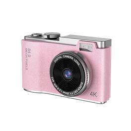 Cluzine - 4K Digital Camera, 64MP Pink Vintage Camera with Anti-Shake