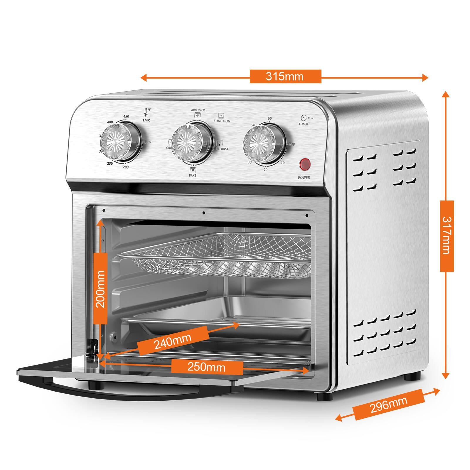 315mm - 2s8 0 TEMP AA PVEA + : FURTO N M - TIMER I A - 1 D D T RCRT - OFP 200 200 . 30 2e 10 PORTR  200mm 240mm 250mm 317mm 296mm