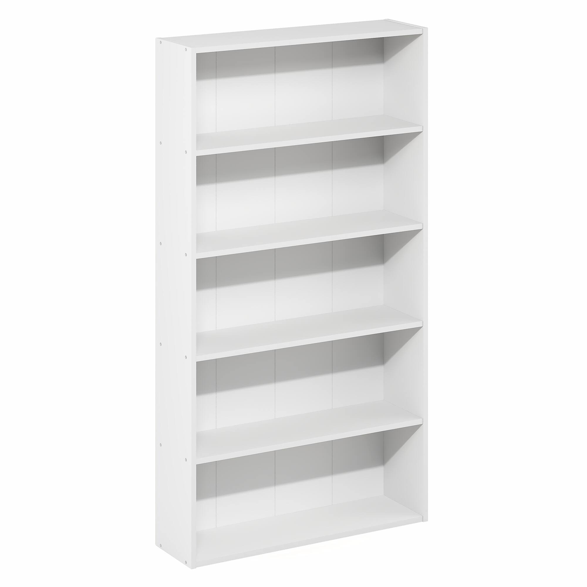 Alt View 4. Furinno - Basic 5-Tier Open Shelf Bookcase, Bookshelf, Storage Organizer, 7 x 24 x 44 - White.