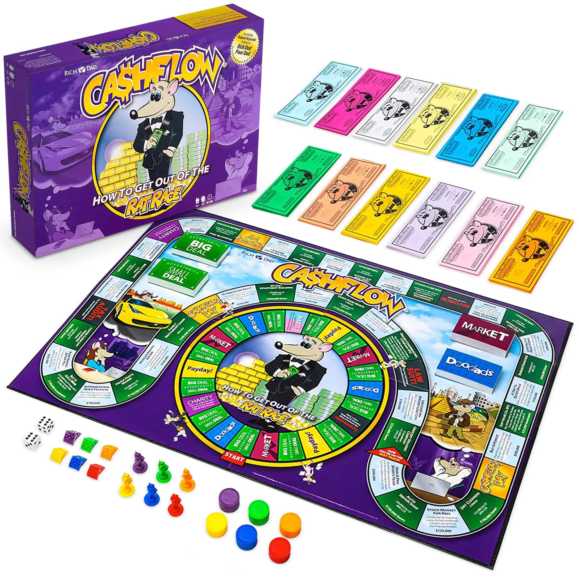 Rich Dad - CASHFLOW Strategic Investing and Educational Board Game, 2020 Redesign - Purple